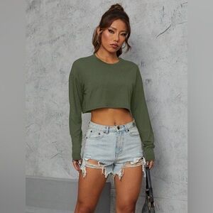 Olive Green Crop Top